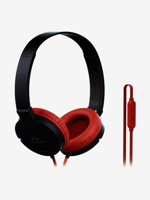 SoundMagic P10S Wired On The Ear Headphones with Mic Black and Red