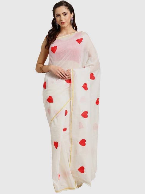 Ishin White Embroidered Saree With Blouse