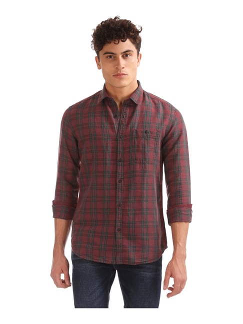 Buy Ed Hardy Maroon & Green Linen Slim Fit Checks Shirt for Mens Online @ Tata CLiQ Buy Ed Hardy Maroon & Green Linen Slim Fit Checks Shirt for Mens Online @ Tata CLiQ