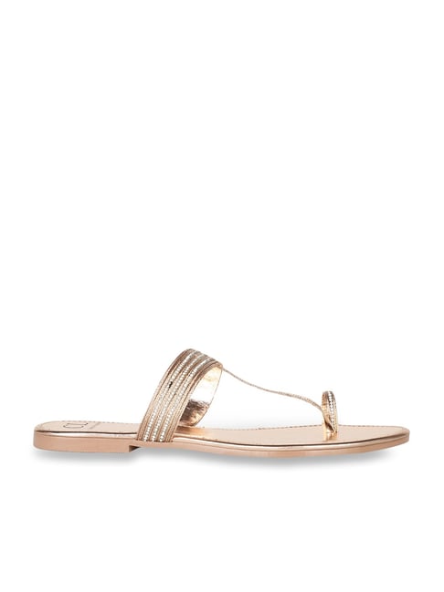 rose gold toe loop sandals