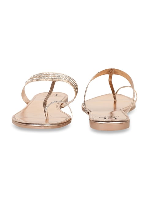 rose gold toe loop sandals