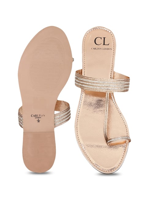 rose gold toe loop sandals