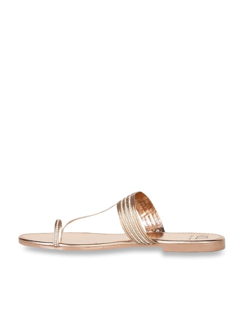 rose gold toe loop sandals