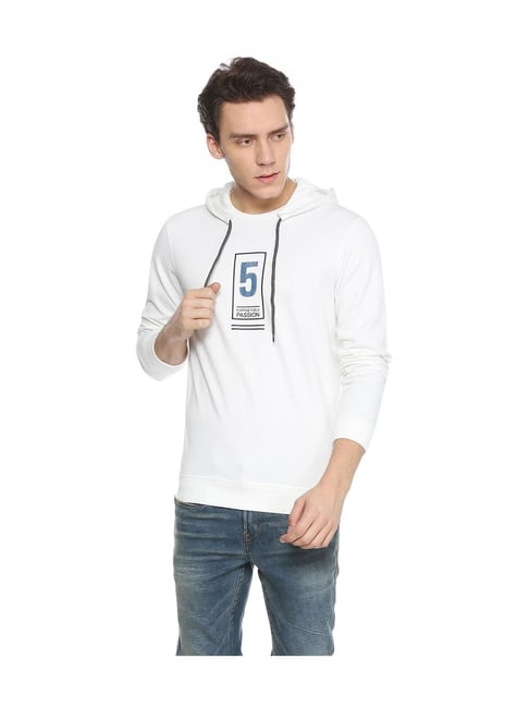 Peter England White Hooded Sweatshirt