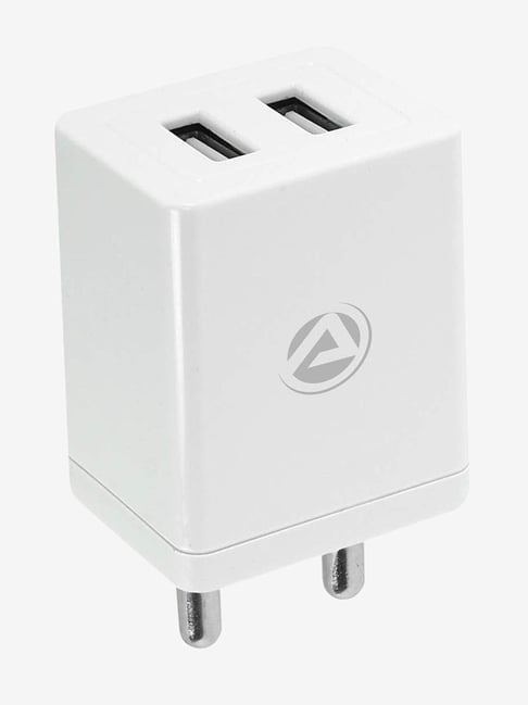 ARU AR 304 3.4A Dual Port Charger with Charging sync USB Cable White