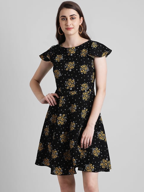 Zink London Black Printed Dress