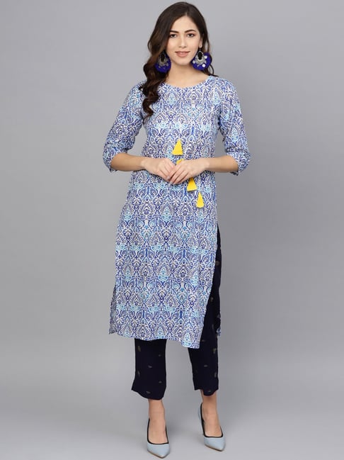 All Over Floral Embroidered Kurta  Grey  Maybell Womens Fashion