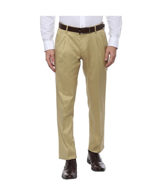 Louis Philippe Permapress Beige Regular Fit Trousers-picture-17