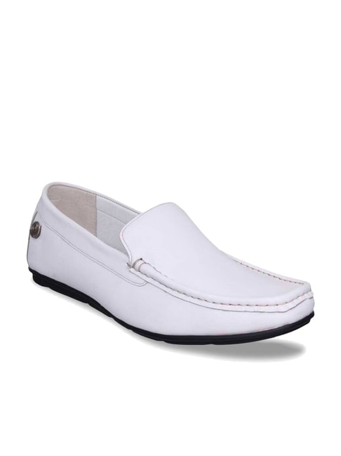 white slip on loafer