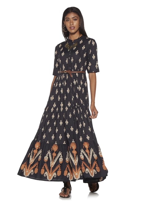 Westside Navy Printed Maxi Dress 