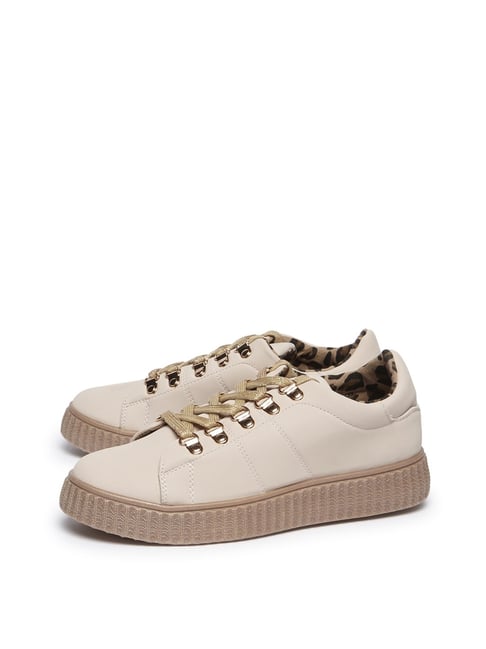 Buy LUNA BLU by Westside Beige Platform Heeled Sneakers For Women ...