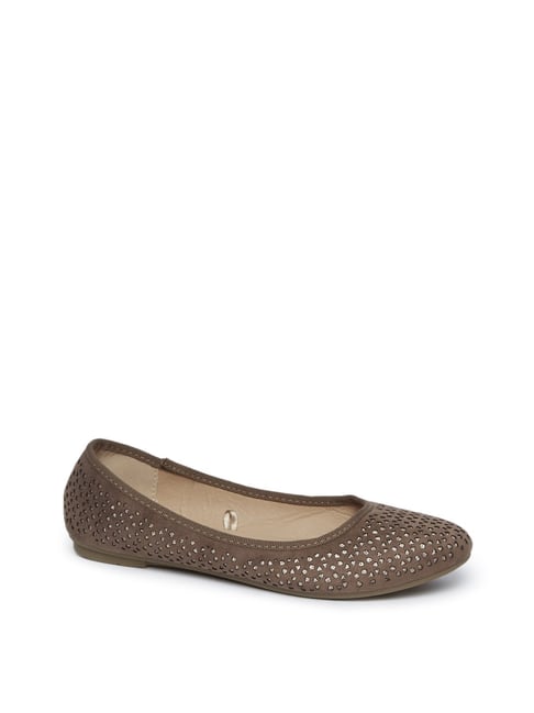 LUNA BLU by Westside Brown Laser Cut Ballet Flats