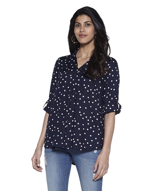 LOV by Westside Navy Polkadot Sandy Shirt