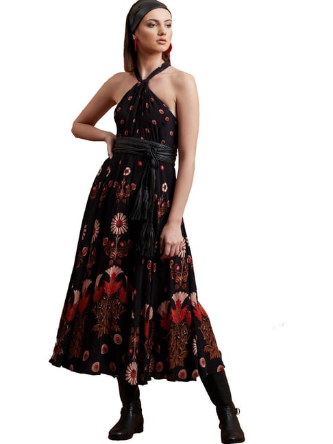 ritu kumar halter neck dress Buy Label Ritu Kumar Black Printed Dress for Women Online @ Tata CLiQ