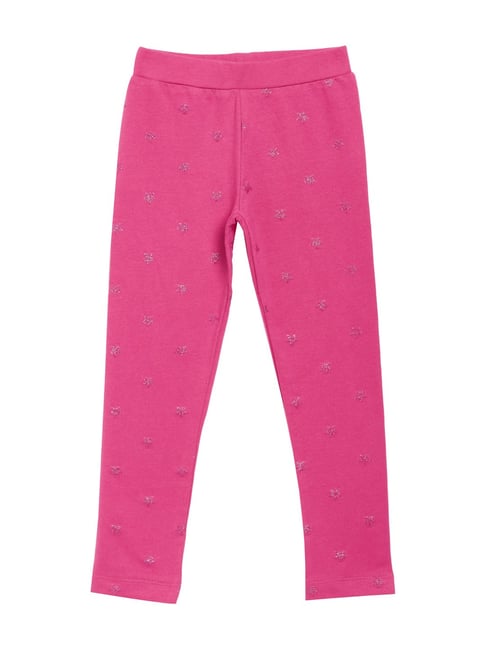 Nauti Nati Kids Pink Cotton Printed Jeggings