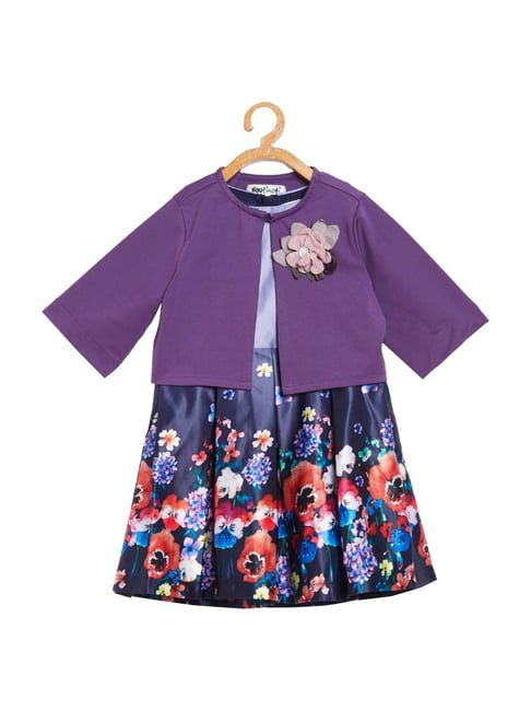 Nauti Nati Kids Purple Cotton Floral Dress