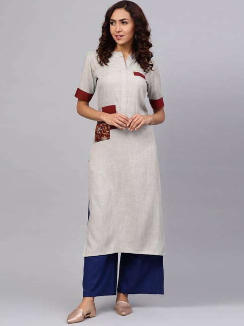 Buy La Firangi Grey Straight Kurti for 