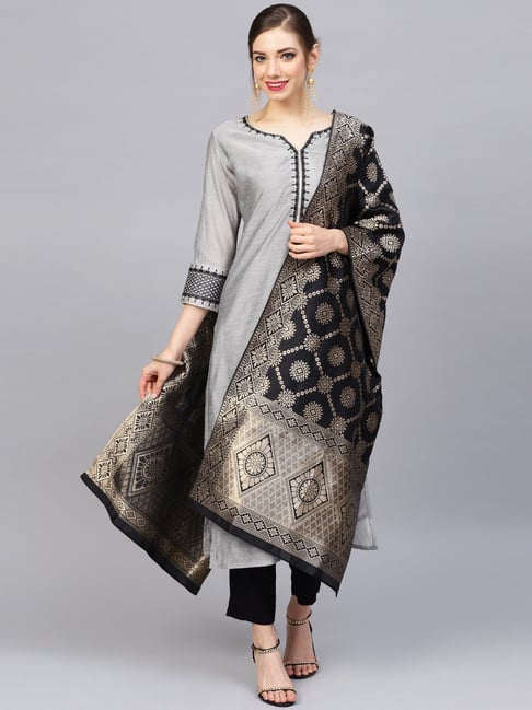 Stunning Black Kurti with Straight Pants And Net Dupatta – anokherang