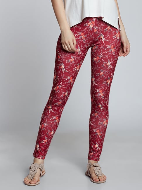 Cover Story Red Printed Jeggings