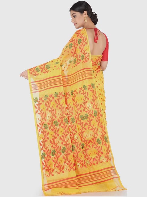 Yellow Dhakai Jamdani Saree Comes With Soft Texture Lotus Motif Bengal  Handloom Soft Jamdani Indian Saree.sufiyaart Sari Fedex Fast Delivery - Etsy