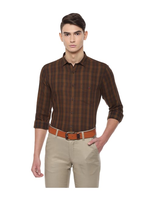 Buy Roadster Men Brown  Black Slim Fit Checked Casual Sustainable Shirt   Shirts for Men 2164373  Myntra