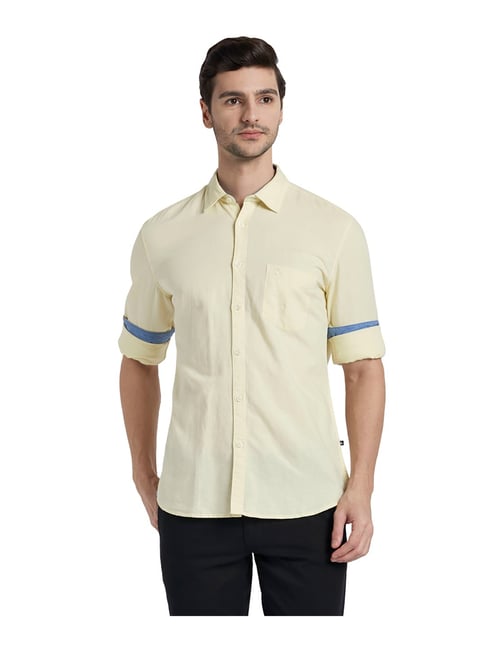 Parx Yellow Slim Fit Shirt