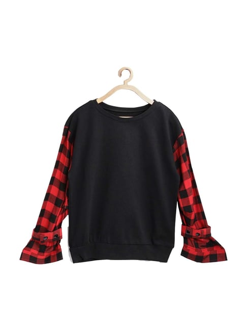 Buy Natilene Kids Black Red Cotton Sweatshirt for Girls Clothing