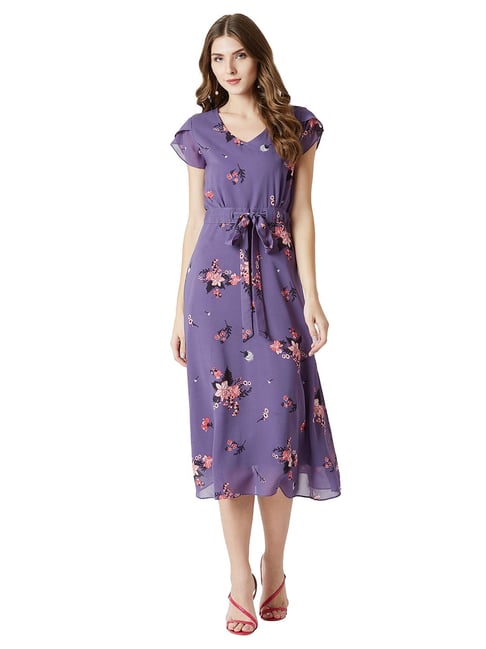 Miss Chase Purple Floral Print Dress Price in India