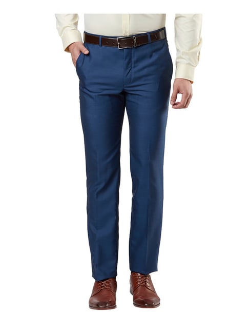 Buy online Navy Blue Solid Flat Front Formal Trouser from Bottom Wear for  Men by Next Look for ₹520 at 60% off | 2024 Limeroad.com