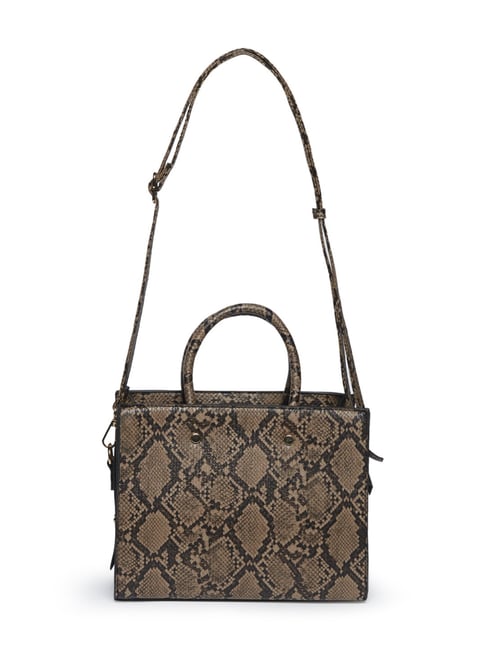 LOV by Westside Brown Snakeskin Patterned Tote Bag