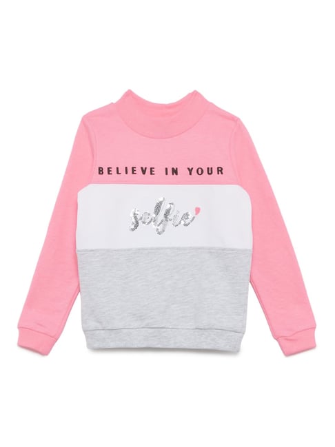 Buy HOP Kids by Westside Neon Pink Text Printed T-Shirt for Girls