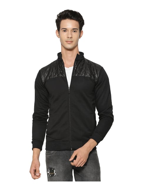 Campus Sutra Black Quilted Regular Fit Jacket