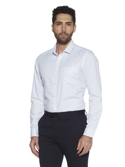 Westside White Printed Slim Fit Shirt 