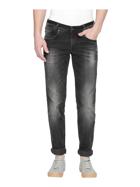 Mufti Black Super Slim Fit Solid Jeans