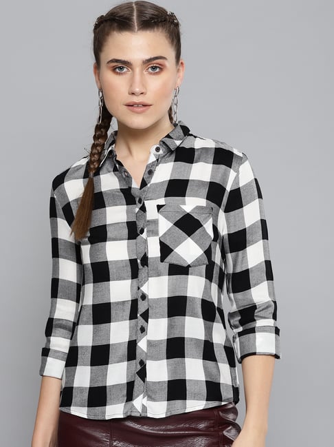 Street 9 Black Checks Shirt