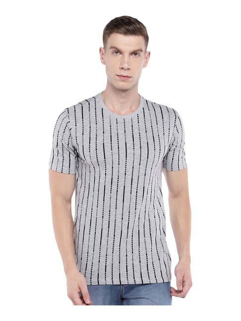 Globus Grey Cotton Regular Fit Printed T-Shirt