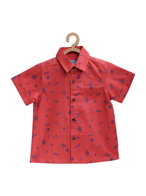 Nauti Nati Red Cotton Printed Shirt