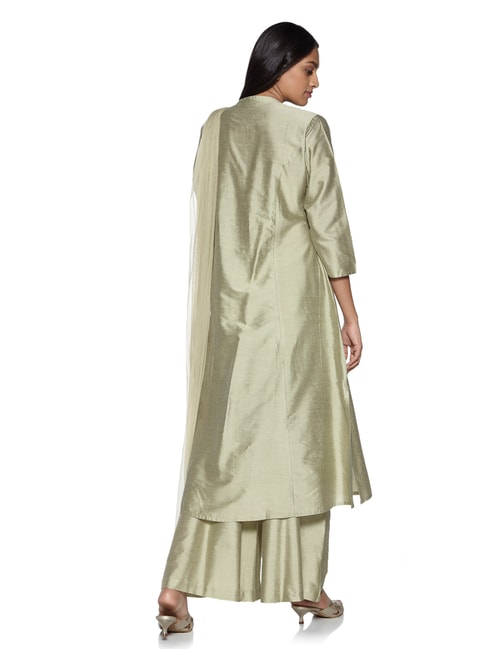 Buy Vark by Westside Green A-Line Kurta And Palazzo Ethnic Set Online ...