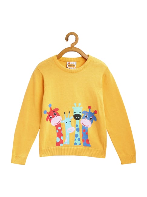 Nauti Nati Yellow Cotton Printed Sweater