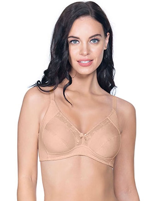 Buy Amante Beige Non Wired Non Padded Full Coverage Bra for Women