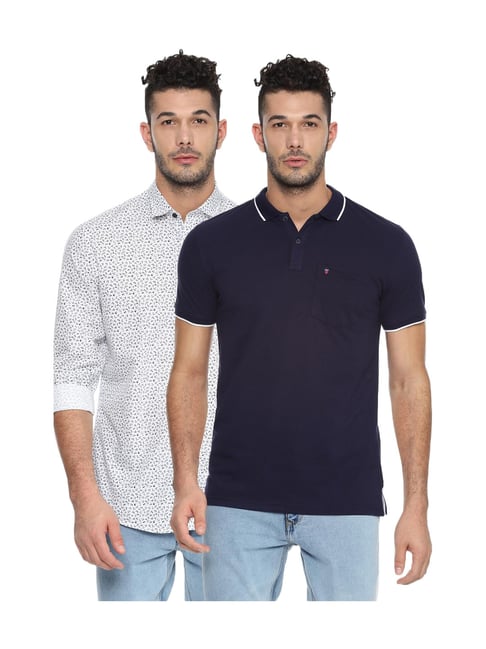 Buy Louis Philippe Sport Blue Cotton Polo T-Shirt for Men Online @ Tata CLiQ