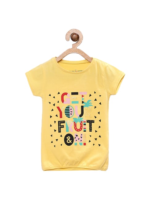 Tales & Stories Kids Yellow Printed T-Shirt