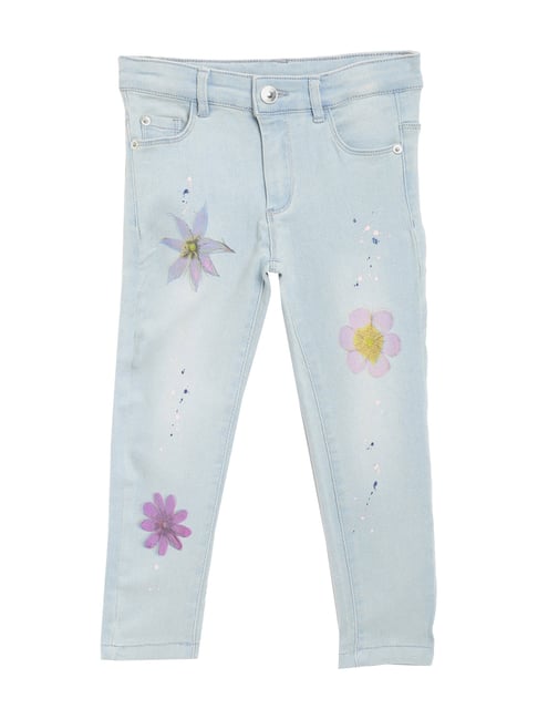 Nauti Nati Kids Blue Printed Jeans