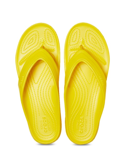 yellow croc flip flops