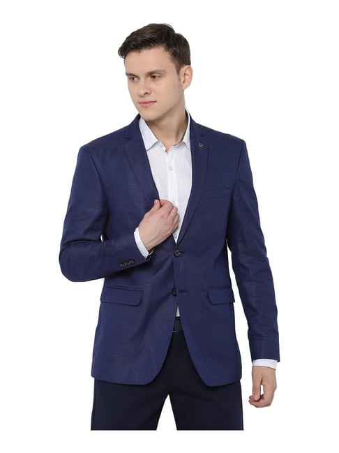 Allen Solly Navy Full Sleeves Notched Lapel Blazer