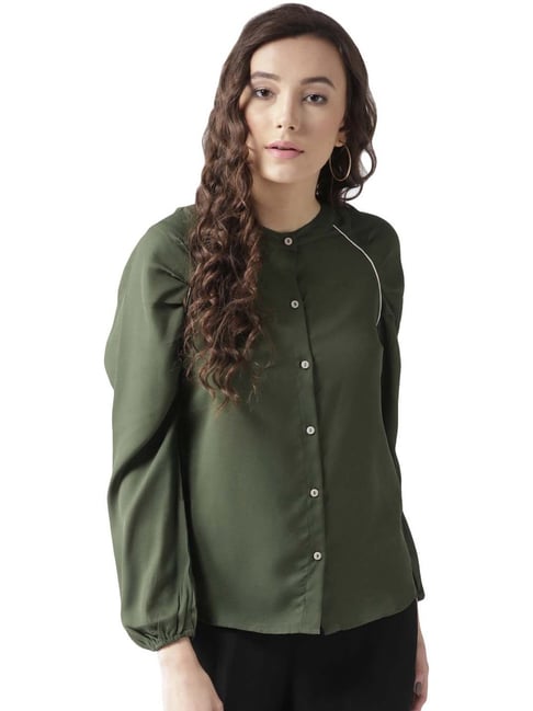 Style Quotient Olive Green Regular Fit Shirt