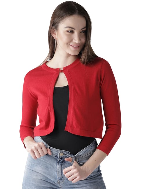 Style Quotient Red 3/4th Sleeves Shrug