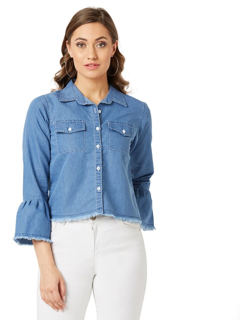 Miss Chase Light Blue Relaxed Fit Jacket-picture-39