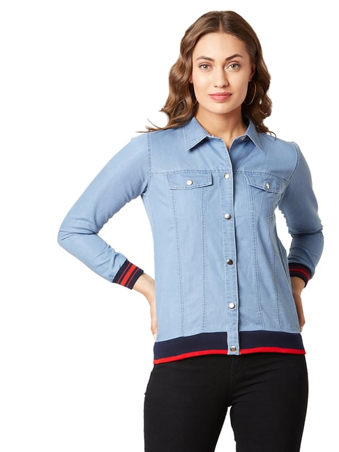 Miss Chase Light Blue Relaxed Fit Jacket-picture-31