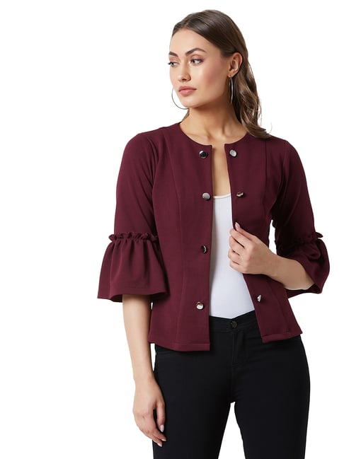 Miss Chase Maroon Relaxed Fit Jacket-picture-44